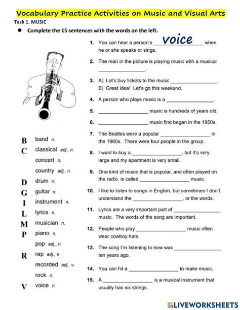 Eighth Grade Art and Music Worksheets