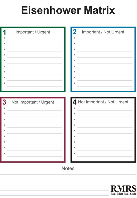 Eisenhower Matrix Template Excel