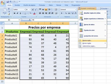 Ejemplo 1 Formato Condicional Excel