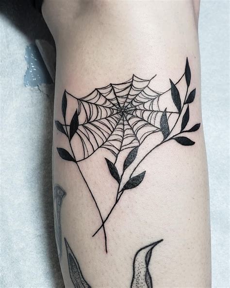 Elbow Cobweb Tattoo Designs for Women