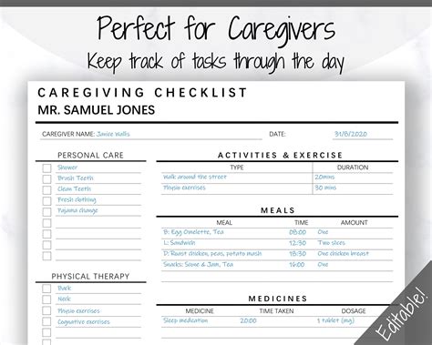 Elderly caregiver daily tasks