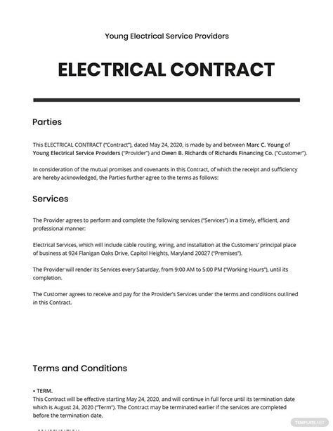 Electrical Contract Template 1