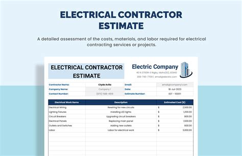 Electrical contractor estimate example 10