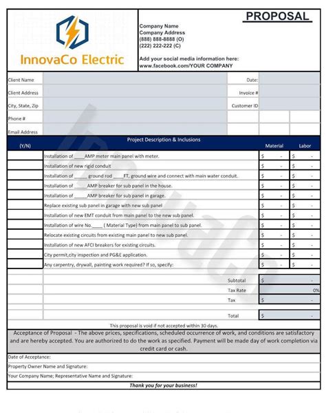 Electrical contractor estimate example 2