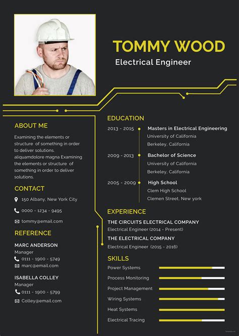 Example of an electrical engineering resume template