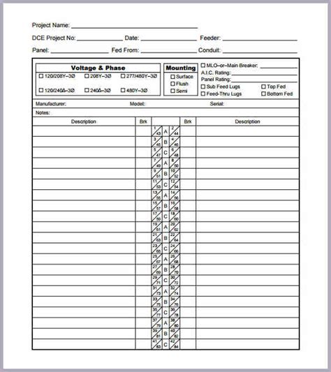 Electrical Panel Label Template Design