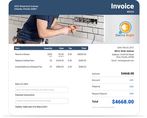 Electrician Invoice Template Download