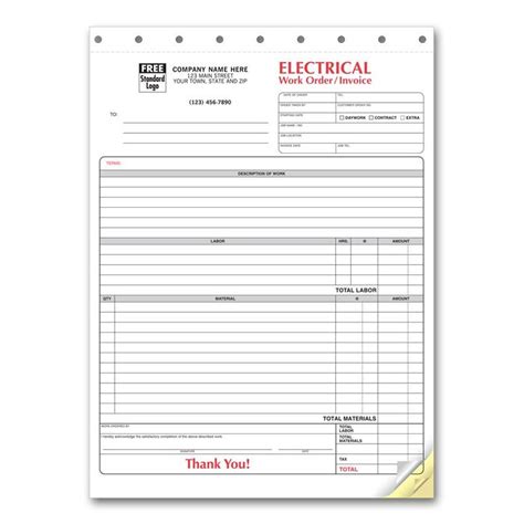 Electrician Invoice Template Letterhead