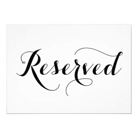 Elegant Calligraphy Reserved Sign