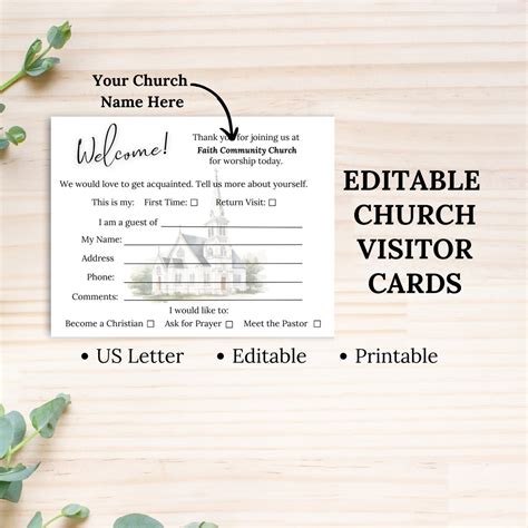 Elegant Church Visitor Card Template