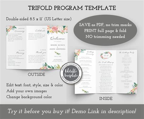 Elegant Floral Tri-Fold Wedding Template