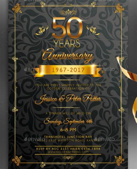 Elegant Gold Anniversary Invitation Template