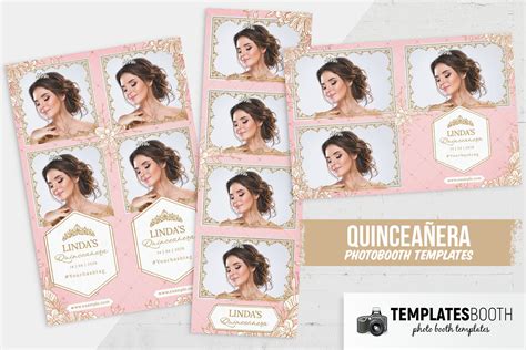 Elegant gold and silver Quinceanera photo booth templates