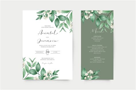 Elegant green wedding invitations