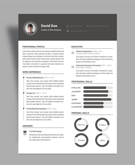 Elegant Resume Template PSD Design