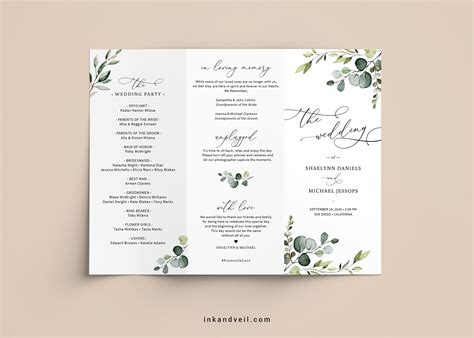 Elegant Tri-Fold Wedding Program Template