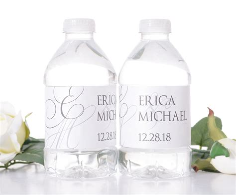 Elegant Water Bottle Label Template with Monogram