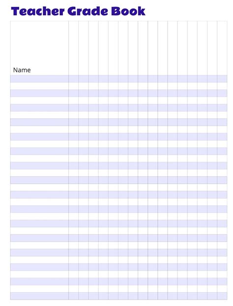 Elementary Gradebook Template