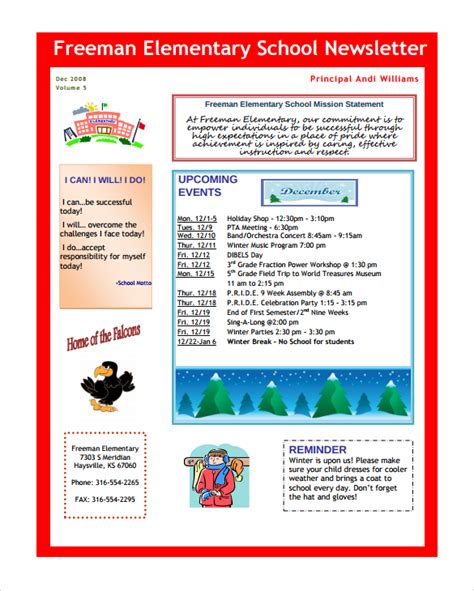 Elementary School Newsletter Template