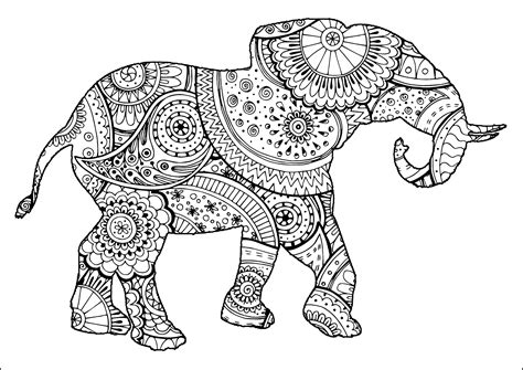 Elephant Coloring Pages with Patterns