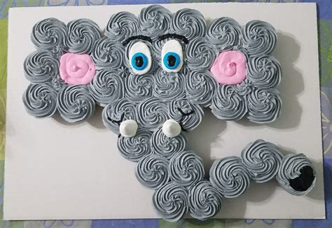 Elephant Cupcake Cake Template 3