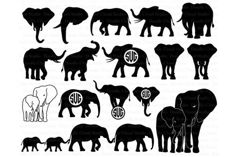 Stuffed Elephant Pattern Template with Embellishments