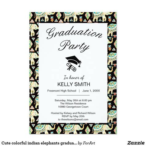 Elephant graduation invitation