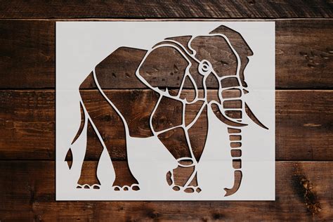 Elephant stencil print design 10