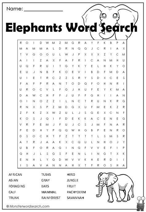 Elephant Word Search