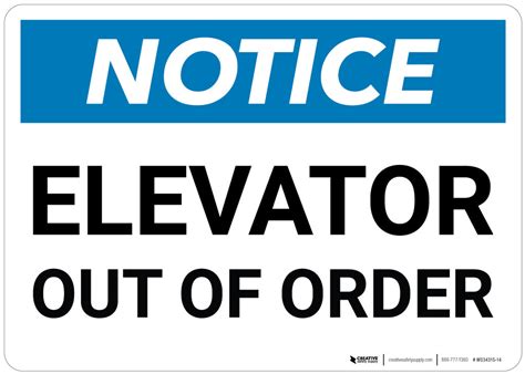 Elevator out of order sign printable template