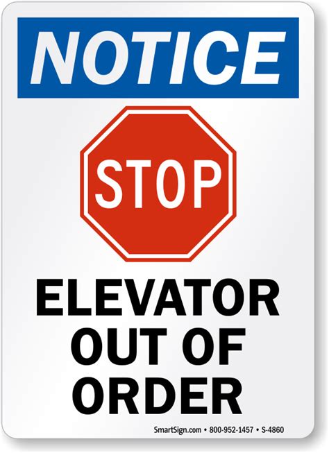 Elevator out of order sign designs