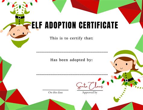 Elf adoption certificates