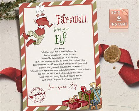 Elf Goodbye Letter Template 7