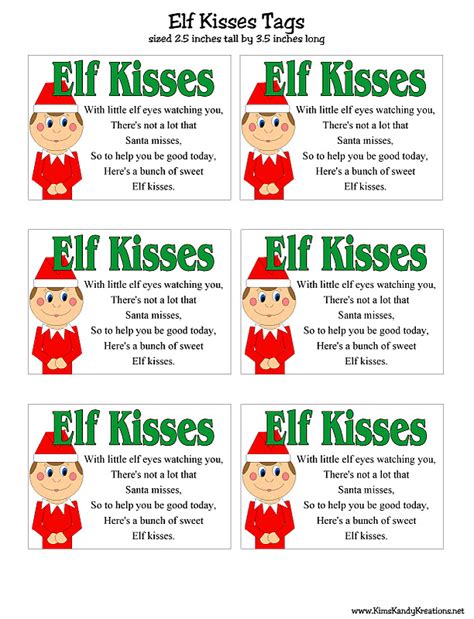 Elf Kisses Printables for Christmas