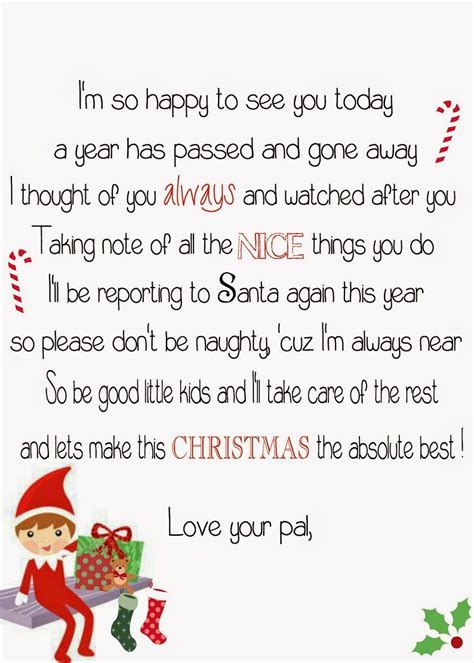 Elf on the Shelf Return Letter Templates Free