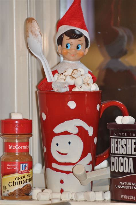 Elf on the Shelf Having Hot Chocolate