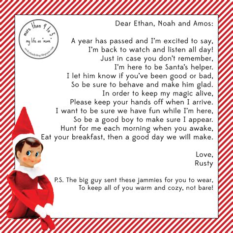 Elf on the Shelf letter template