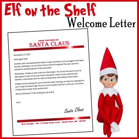 Elf on the Shelf Welcome Letter Printable