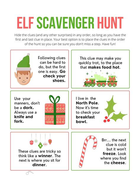 Elf on the Shelf scavenger hunt idea 1