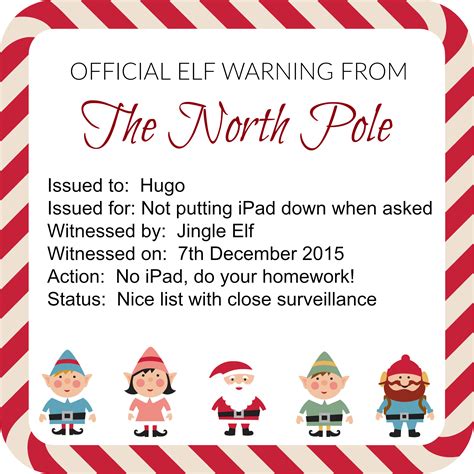 Elf on the Shelf Warning Letter Printable 1