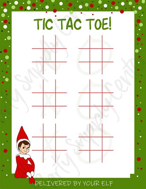 Elf Tic Tac Toe Printable Game 1