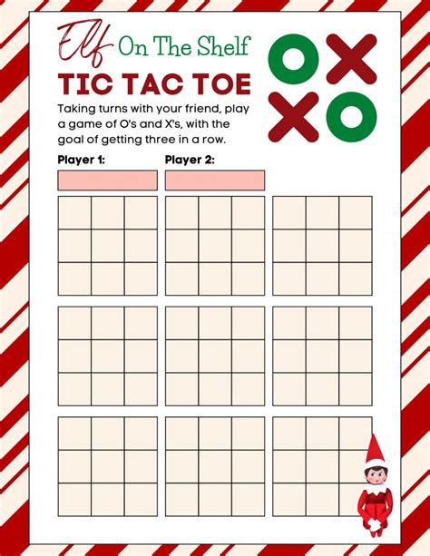 Elf Tic Tac Toe Printable Game 3