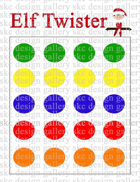 Elf Twister game printable