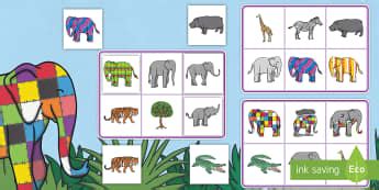 Elmer the Elephant Matching Game