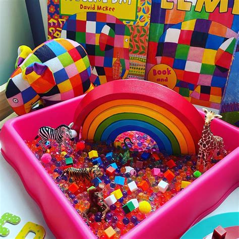 Elmer sensory play