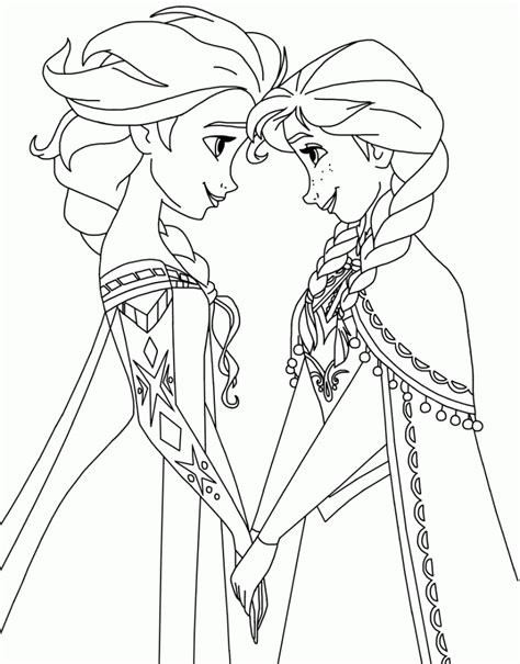 Elsa and Anna Coloring Page