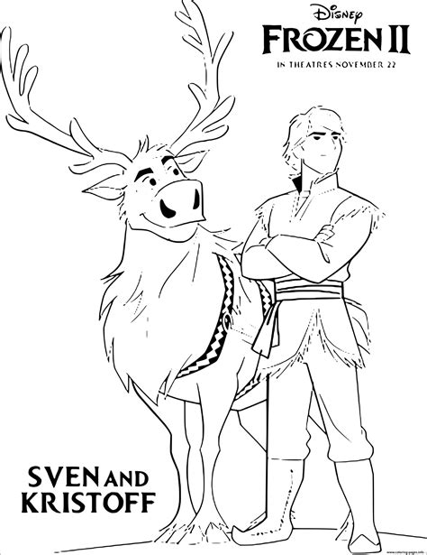 Elsa and Kristoff Coloring Page