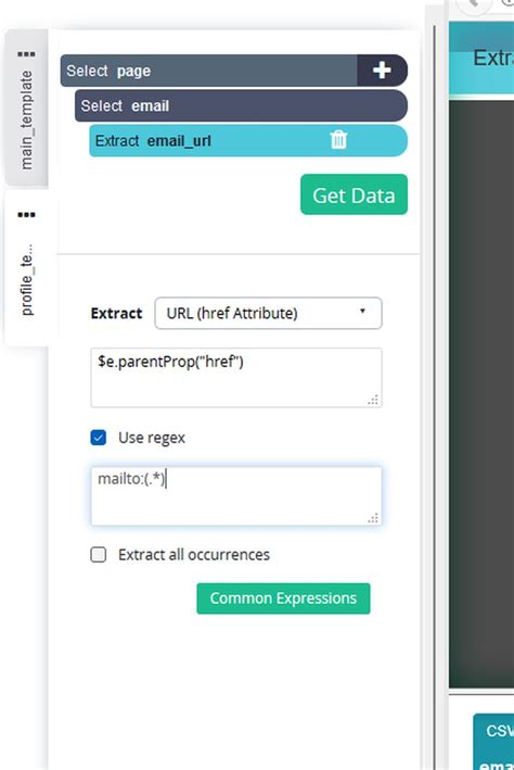 Email extraction using regular expressions