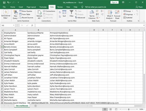 Email list in Excel