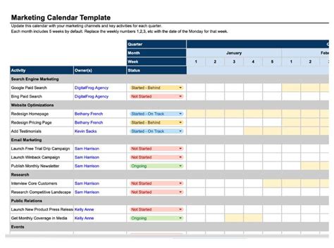 Email Marketing Calendar Template in Excel Sample Template